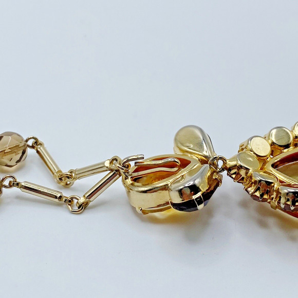 Vintage Givre Bi Color Glass Rhinestone Necklace Earrings Set High Quality Demi - Picture 6 of 16